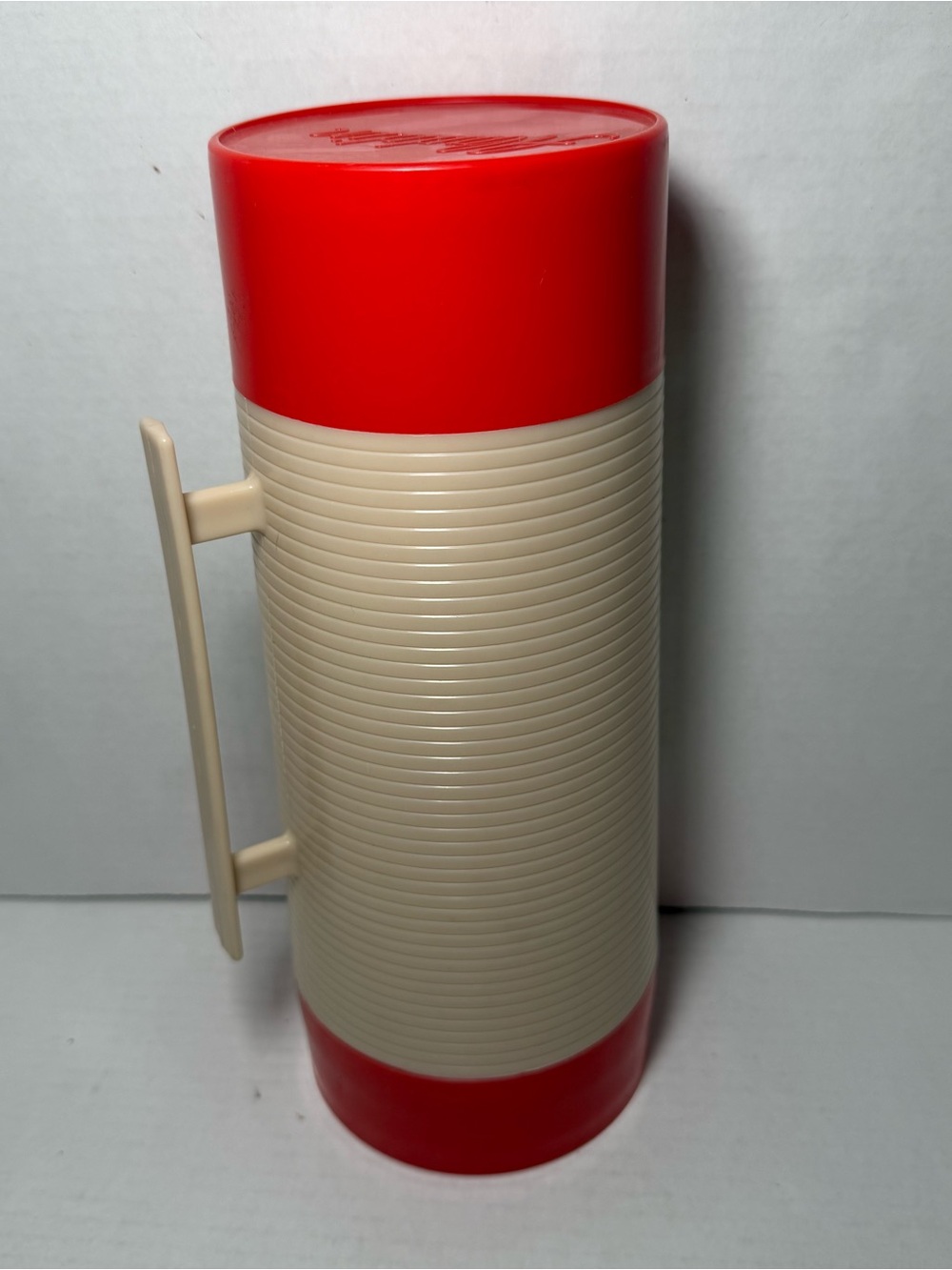 Vintage Aladdin’s HY-LO Thermos Bottle No. WM1060P Wide Mouth Lid Tan Orange